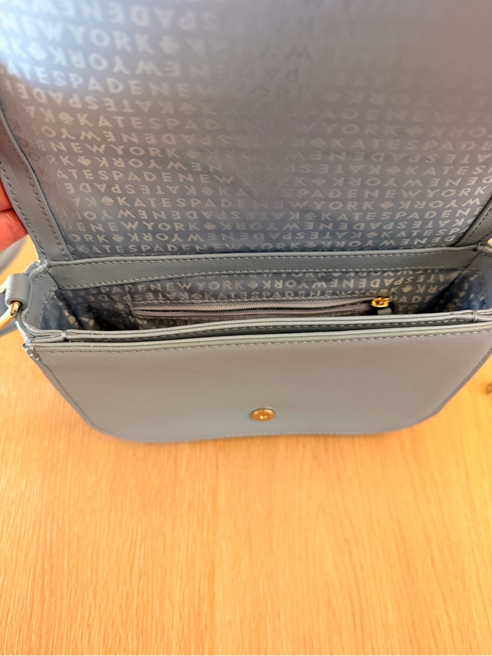 Kate Spade New York Light Blue Saffiano Leather Crossbody Bag Gold Hardware - Picture 5 of 15
